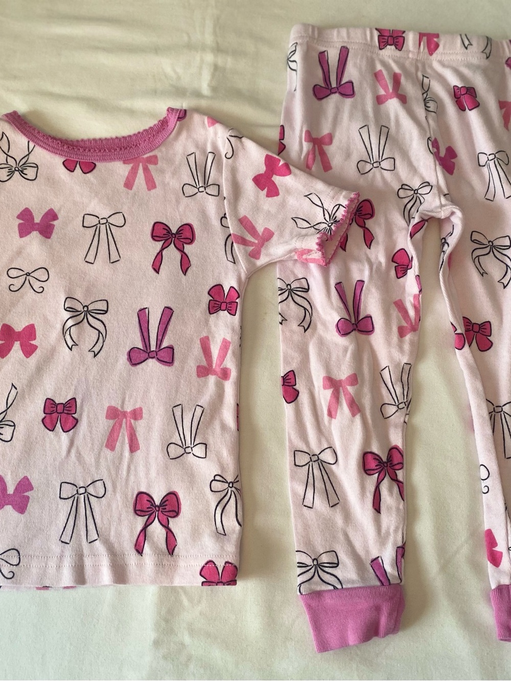 Girls 3T Koalakids Pink Bow Print Pajama Set Top & Pants Cotton Blend Sleepwear